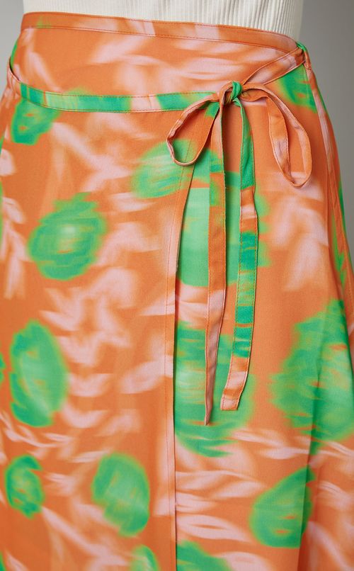 プリントラップミディスカート