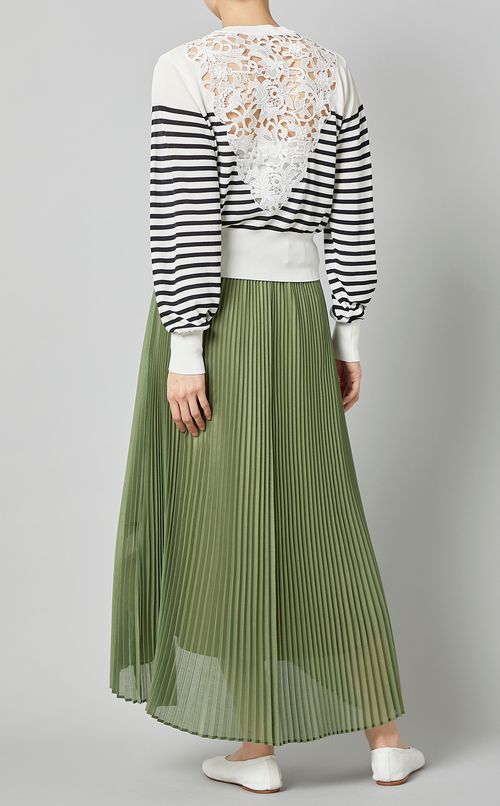 レース切替カーディガン