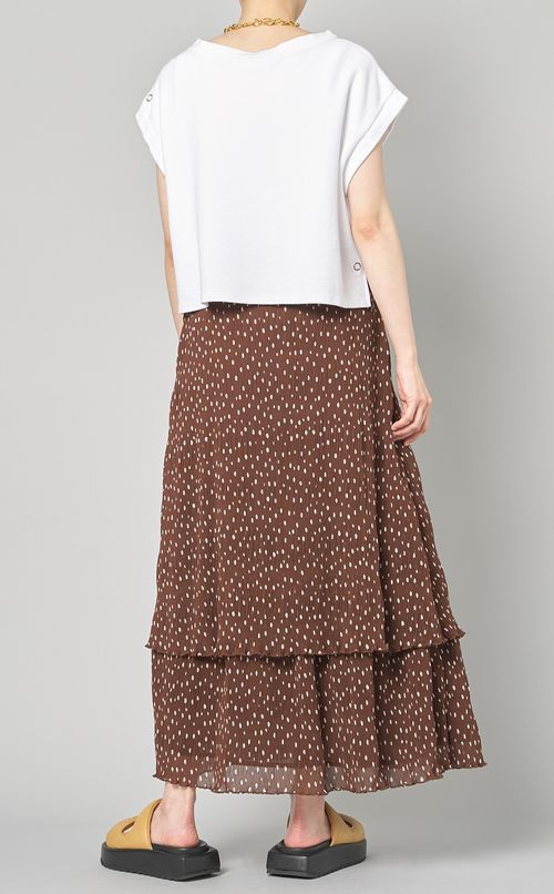 ドットプリントレイヤードロングスカー卜