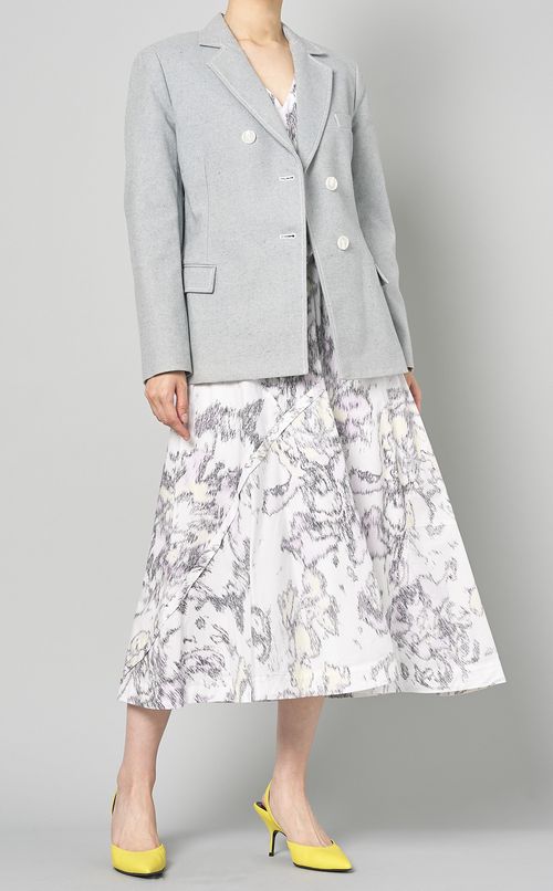 プリントVネックフレアワンピース