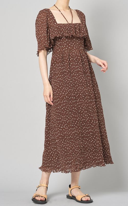 ドットプリントスモックドレス