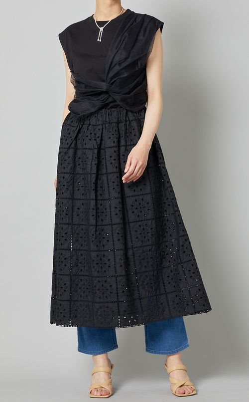 コットンカットワークレーススカート