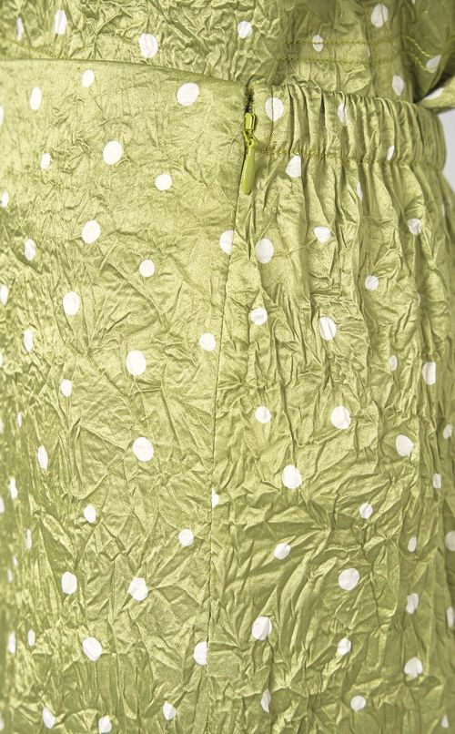 サテンドットプリントミディスカート