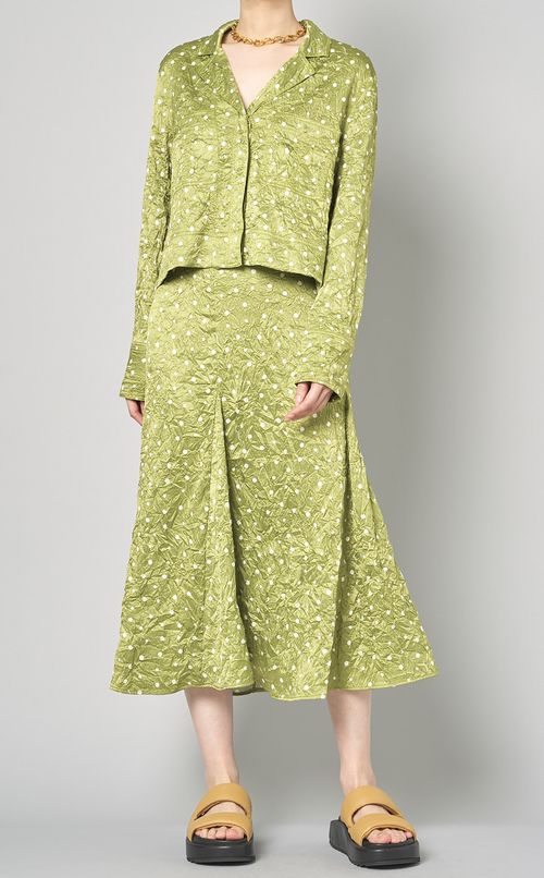 サテンドットプリントブレザーブラウス