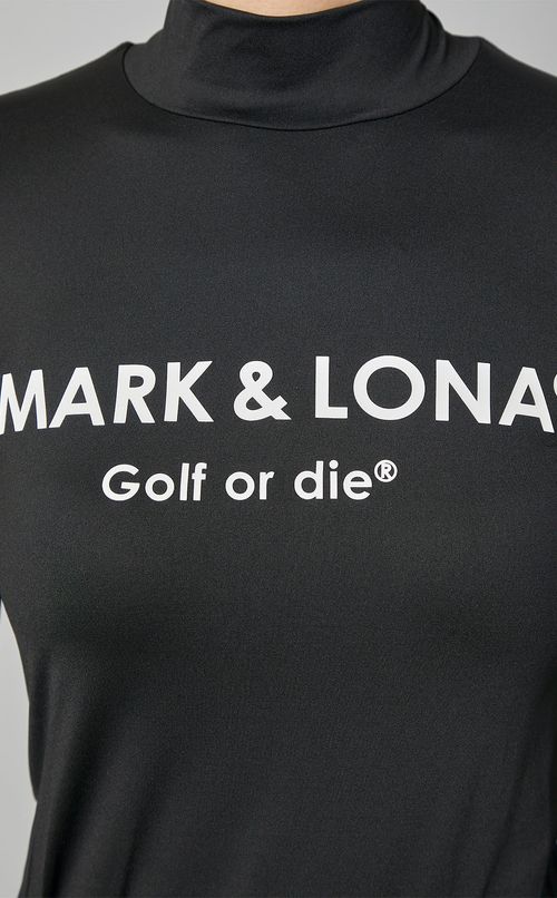 【手洗い可】ロゴプリントハイネックロングTシャツ