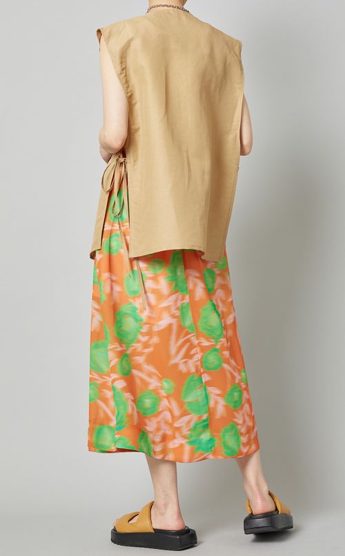 プリントラップミディスカート