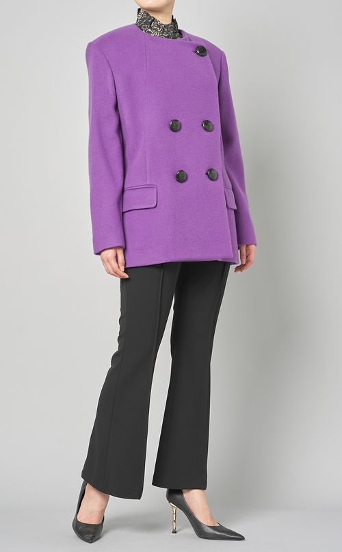 ウールノーカラーショートコート