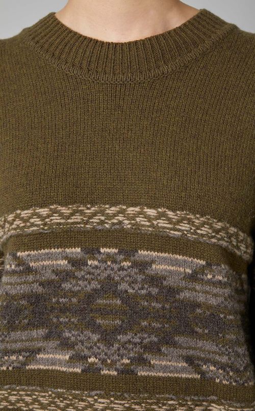 ウールジャガードクルーネックニット
