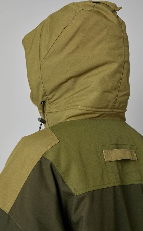 マルチカラーフーデッドパネルコート