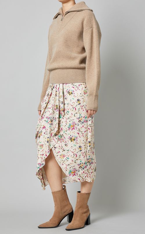 マルチプリントタックミディスカート