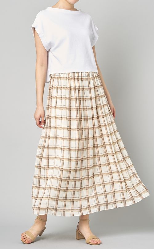 チェックギャザーロングスカート