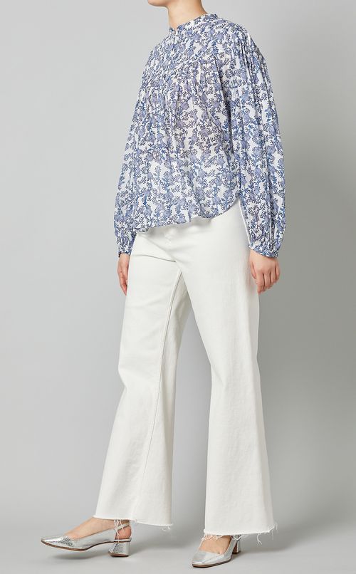 コットンプリントプルオーバーブラウス