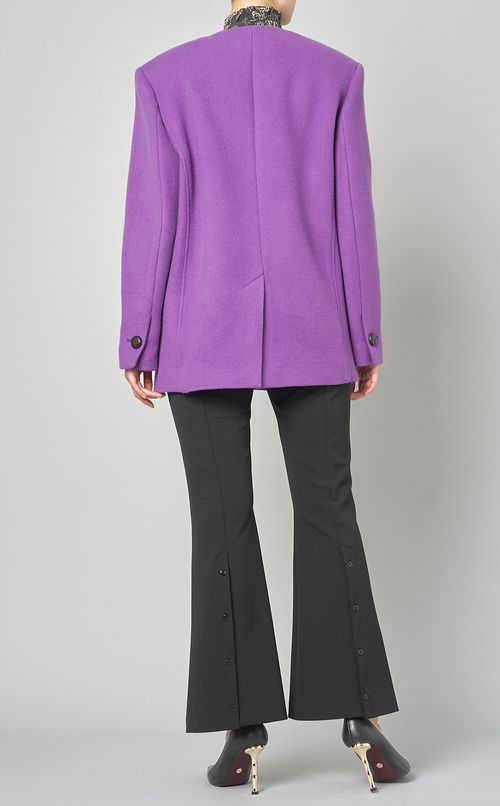 ウールノーカラーショートコート