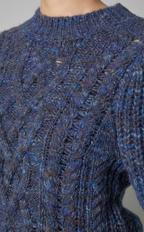 ケーブルパフスリーブニットプルオーバー