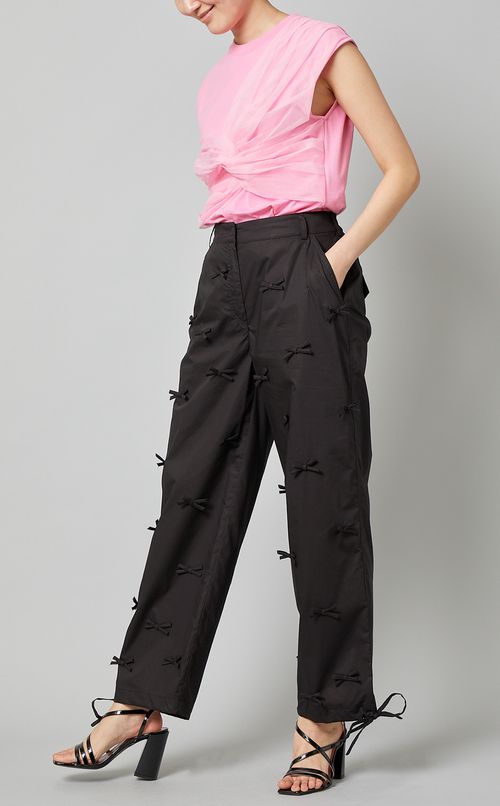 チュール付ノースリーブジャージトップス