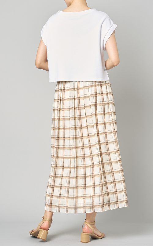 チェックギャザーロングスカート