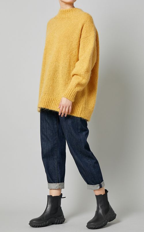 クルーネックウール混ニットプルオーバー