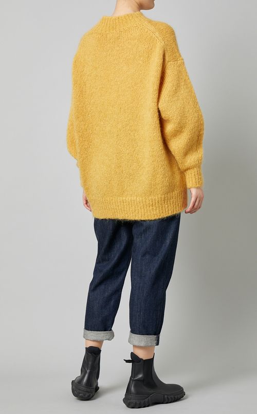 クルーネックウール混ニットプルオーバー