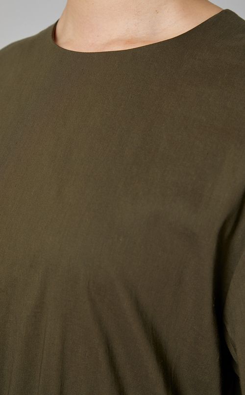 クリスプリネンギャザーワンピース