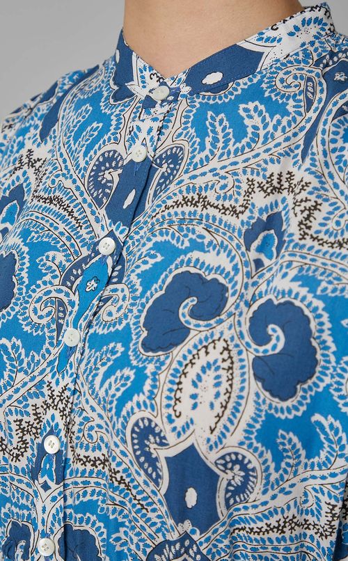 プリントウエストギャザーロングドレス