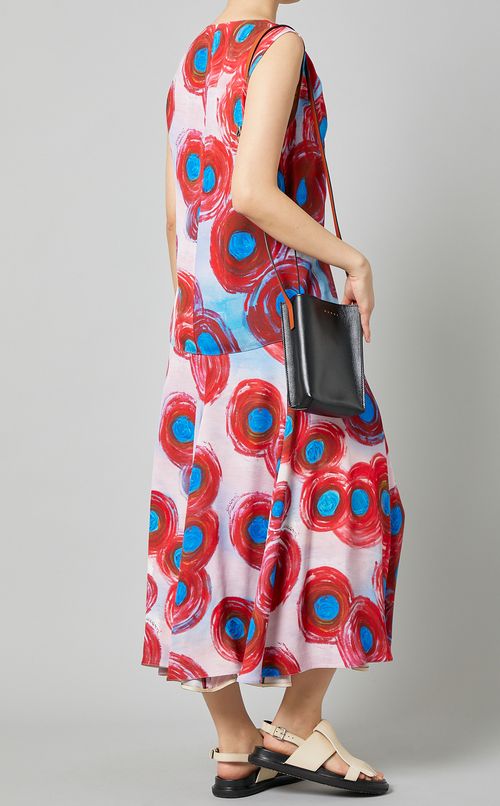 サークルプリントVネックブラウス