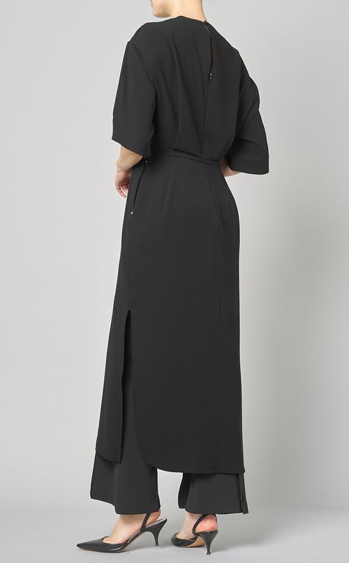 バックサテンエンブロイダリーワンピース