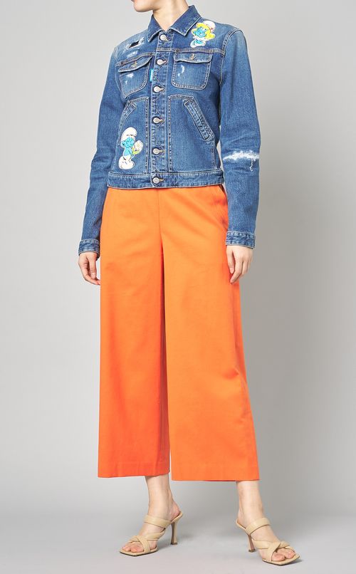 スマーフモチーフ付デニムブルゾン