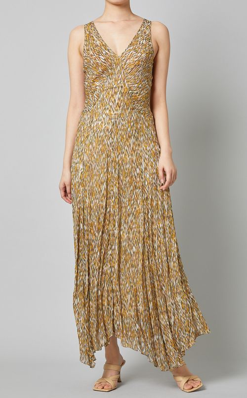 プリントノースリーブロングワンピース