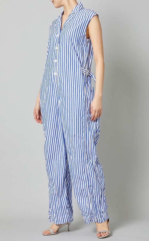 ノースリーブストライプジャンプスーツ