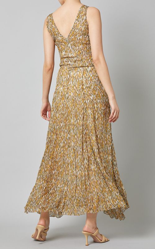 プリントノースリーブロングワンピース