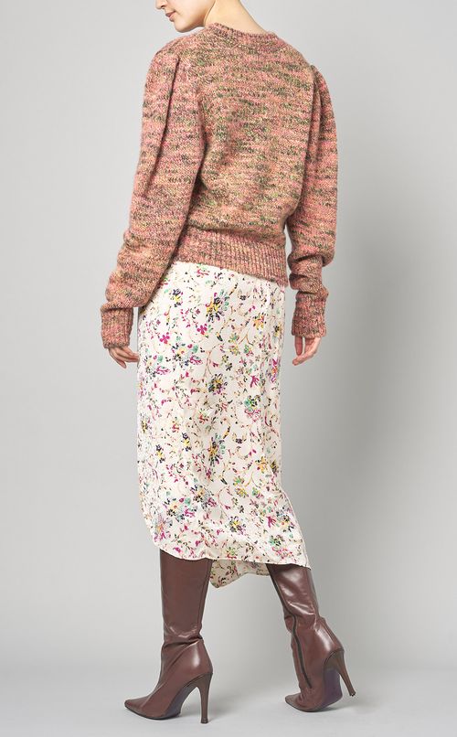 メランジパフスリーブプルオーバーニット