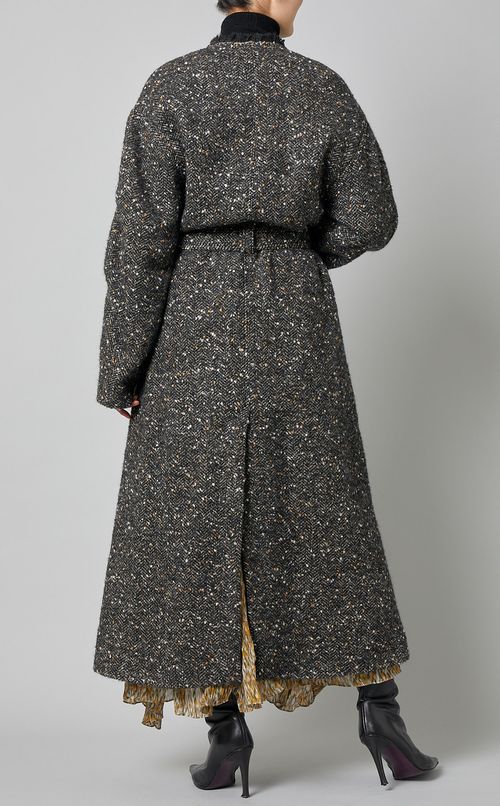 ベル卜付ネップノーカラーコート