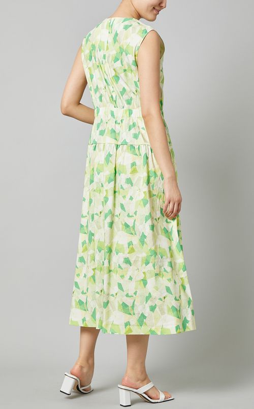 カモマーブルプリントノースリーブドレス