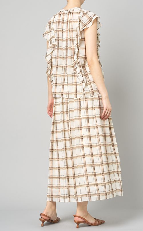 クレープチェックフリルブラウス