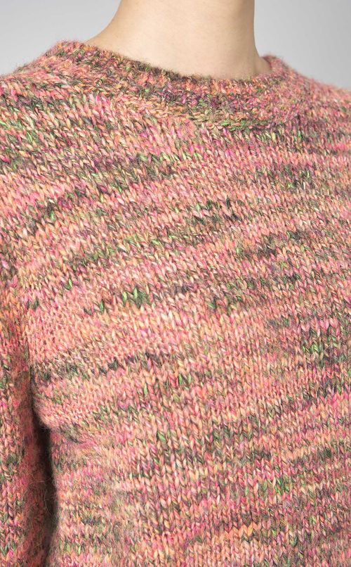 メランジパフスリーブプルオーバーニット