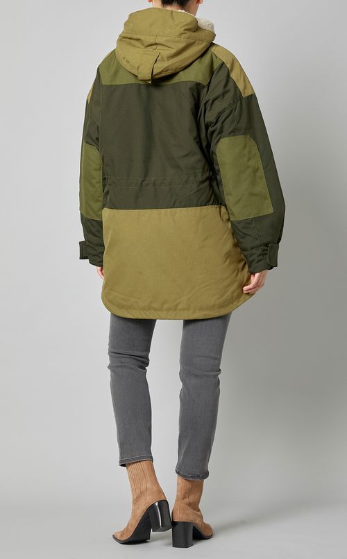 マルチカラーフーデッドパネルコート