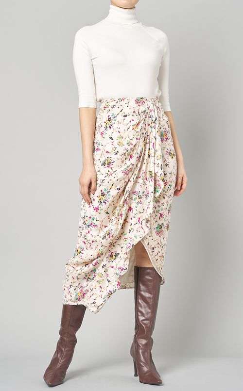 マルチプリントタックミディスカート