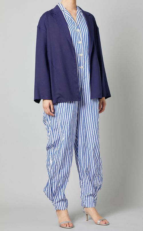 ノースリーブストライプジャンプスーツ