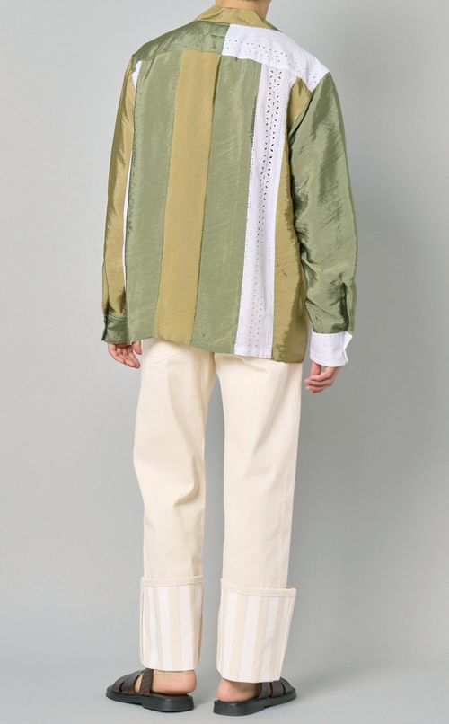 ストライプパッチワークシャツ