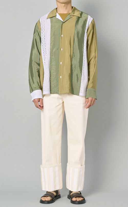 ストライプパッチワークシャツ