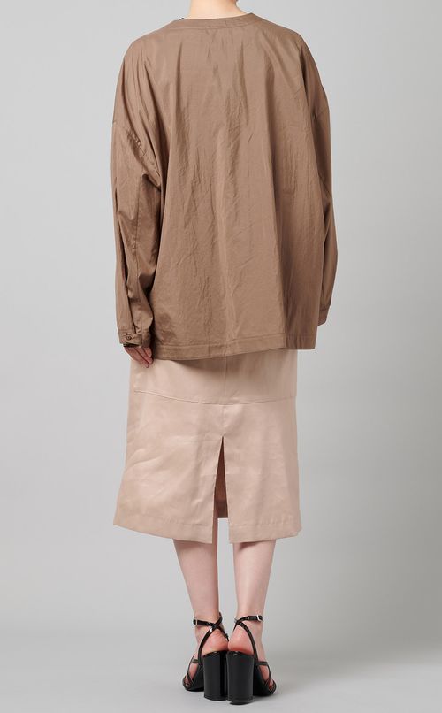 コットン混ノーカラージャケット