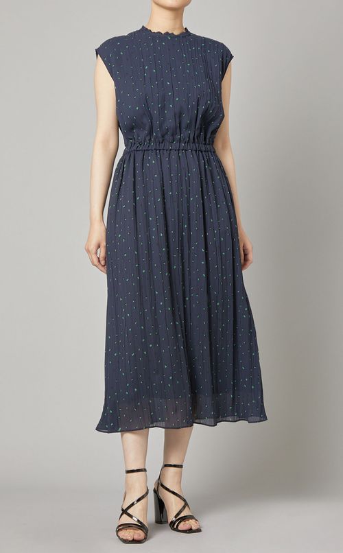 ランダムプリーツプリントワンピース