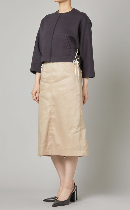 コットン混レースアップブルゾン