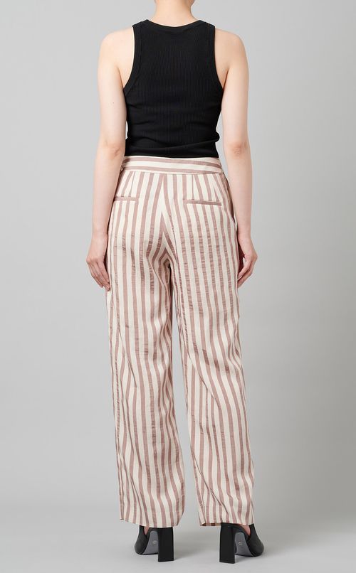ウエストリボンストライプパンツ