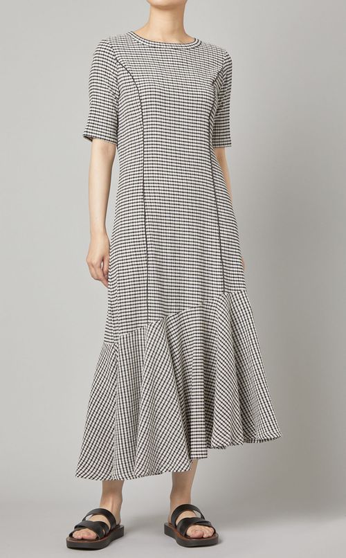 チェック柄ジャージーワンピース