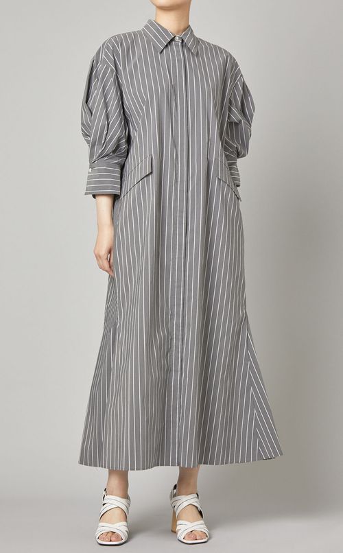 パフスリーブシャツワンピース