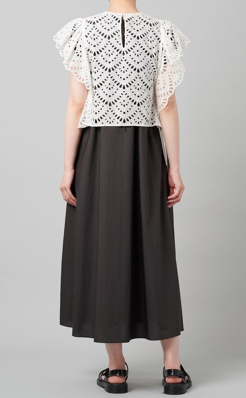 フリルスリーブレースブラウス