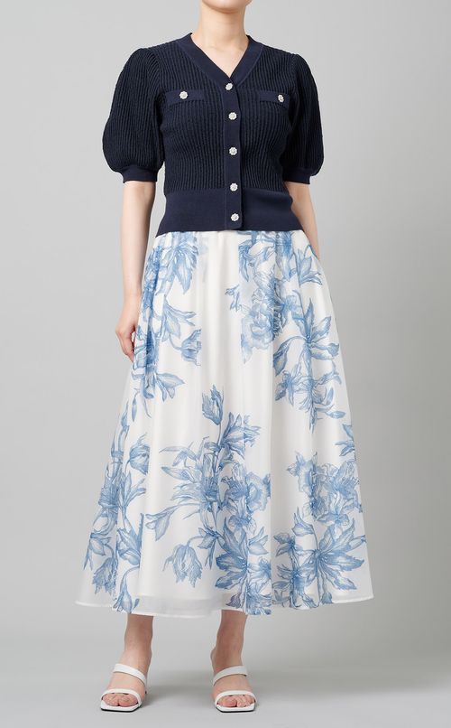 パフスリーブツイードカーディガン