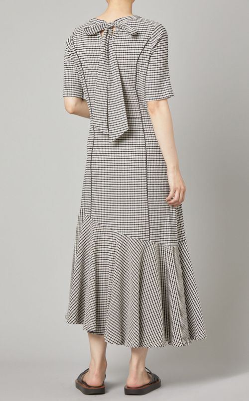 チェック柄ジャージーワンピース