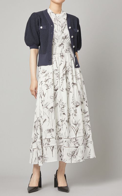 ウエストシャーリングプリントワンピース